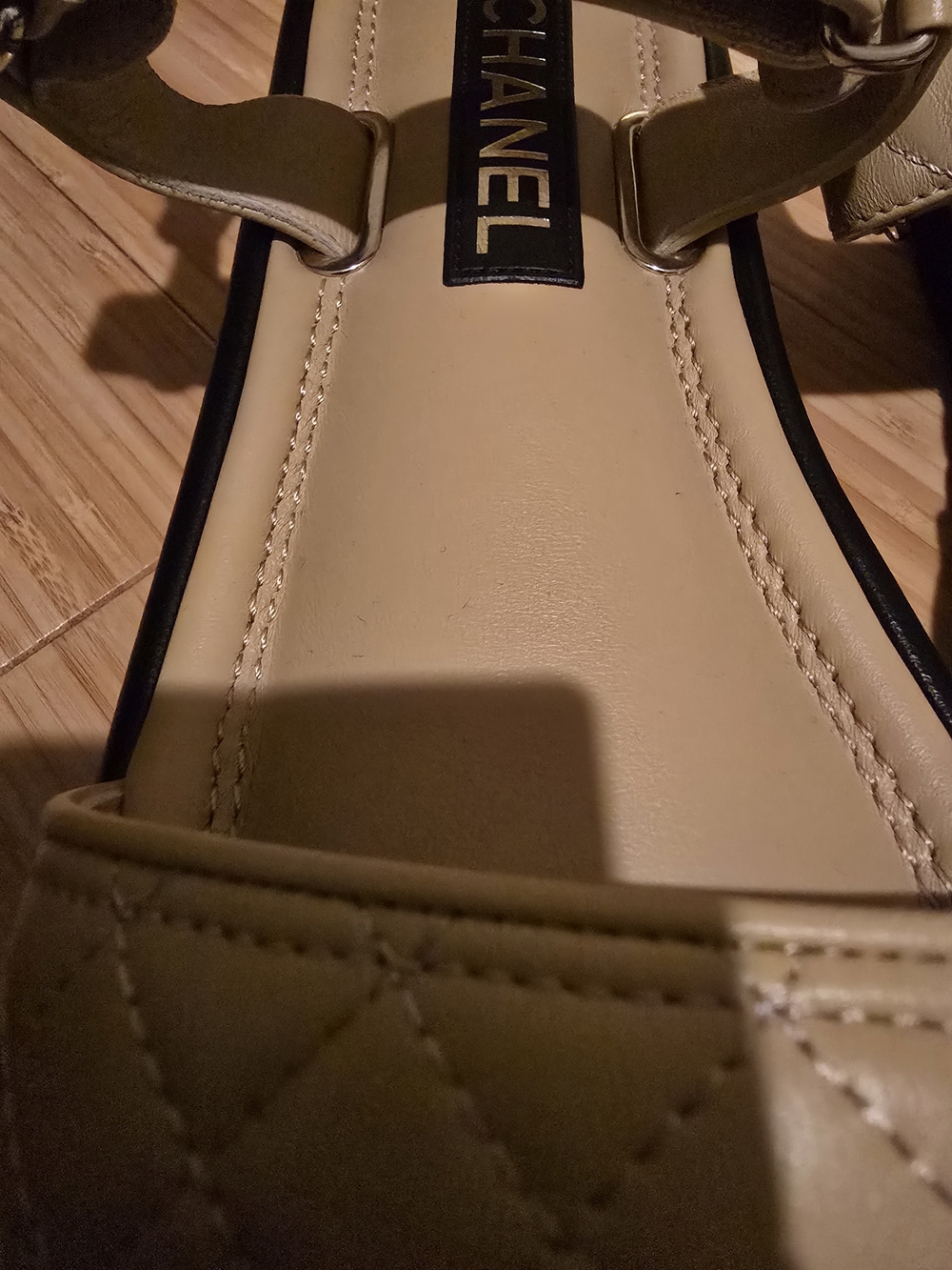 Chanel 22A Quilted Lambskin Platform Sandals - Beige/Black - Size 38C (New) - Picture 6 of 11